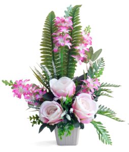 Flower Arrangement with Pink Roses and Ferns