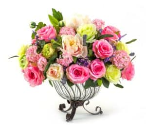 Pink and Yellow Roses in a Vase