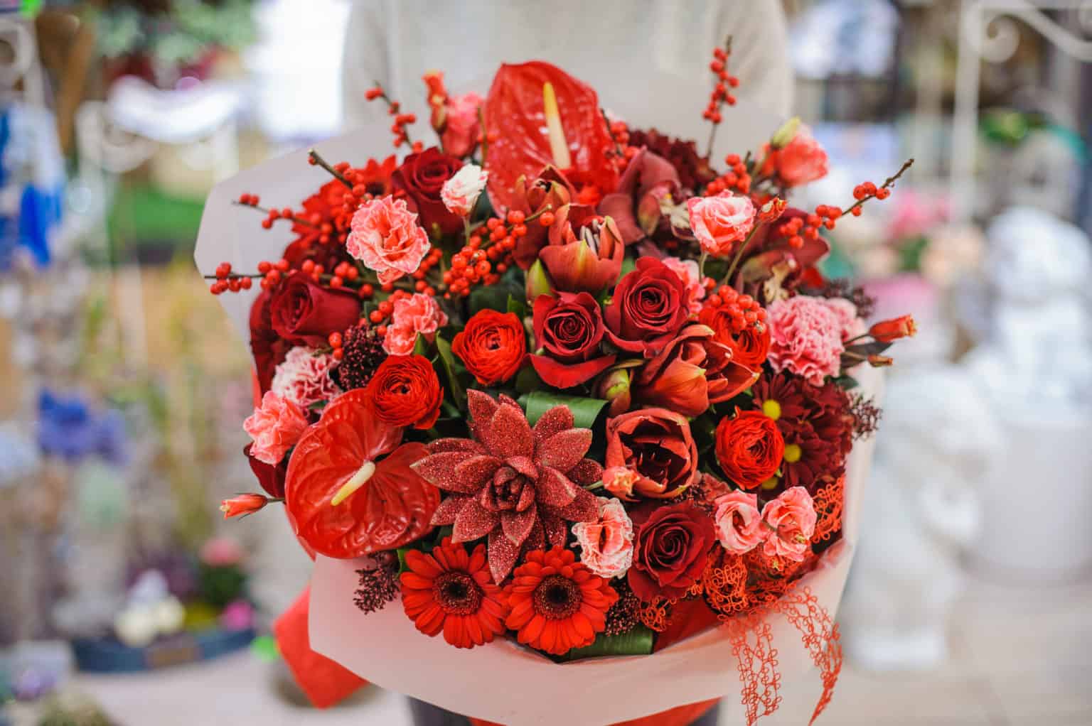 Creating Warm Winter Arrangements with Radiant Red Flowers Cascade