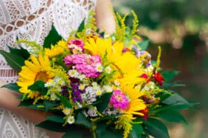 Bright boho retro wedding bouquet