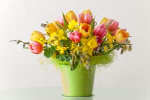 Tulip and daffodil easter centerpiece