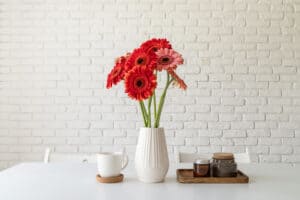 Gerbera daisies on dining table