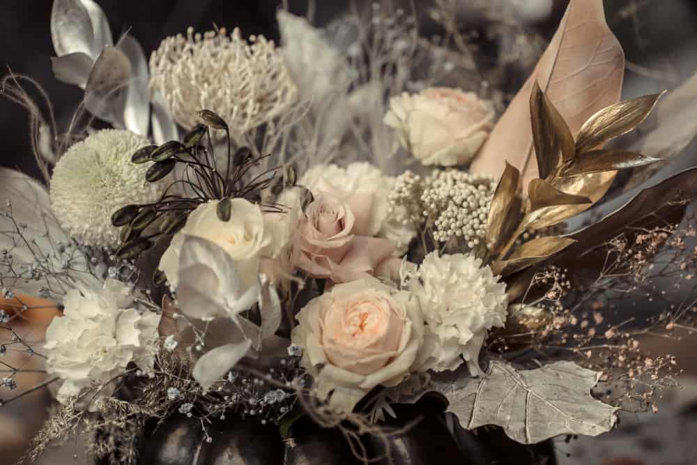 Spooky white flower arrangement