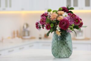 Fall bouquet with purple mums