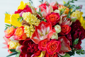 Brightly colored bouquet of flowers