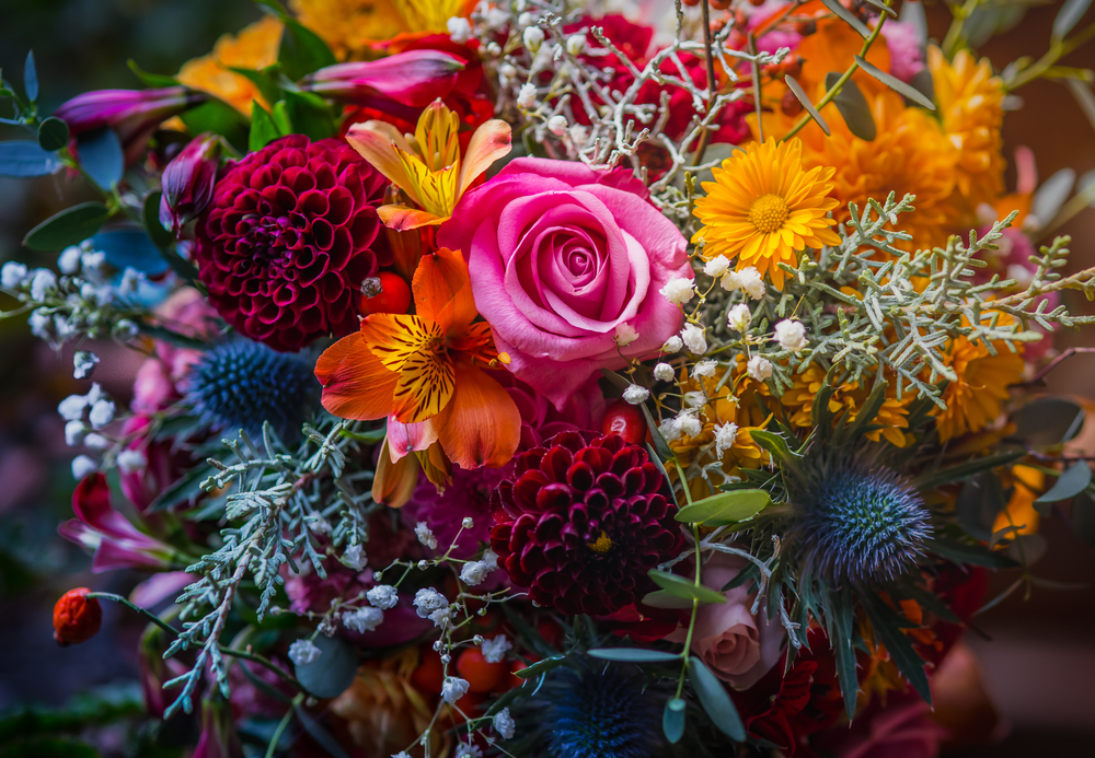 Bold colored flower bouquet