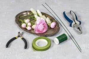Tools and materials for floral workshop