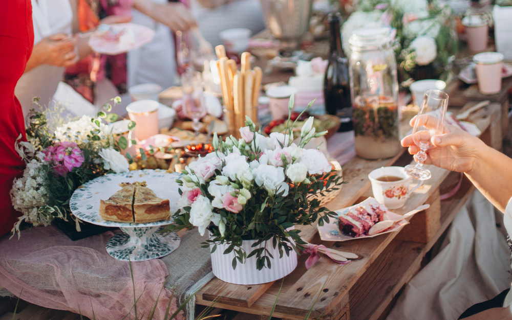 Brunch table with flowers