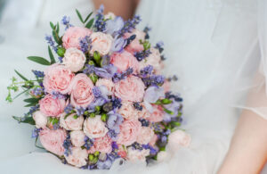 Bridal bouquet with peonies and lavender