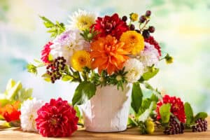 Bold and bright floral centerpiece for fall
