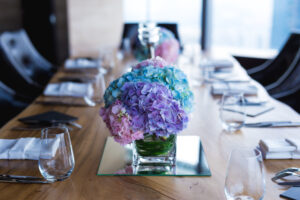 Hydrangea bouquet on office table